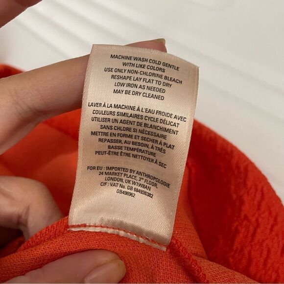 ANTHROPOLOGIE HD in Paris Orange Pleated V neck Fit & Flare Casual Dress size‎ 8 - Picture 7 of 7